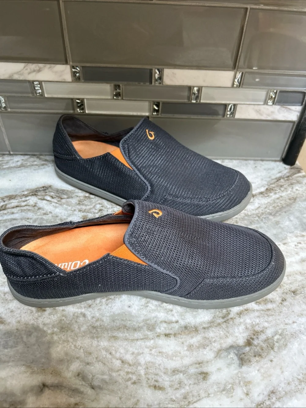 Olukai Nohea Mesh Men's Sz 10 Gray  Slip On Loafers Comfort Casual Shoes Travel